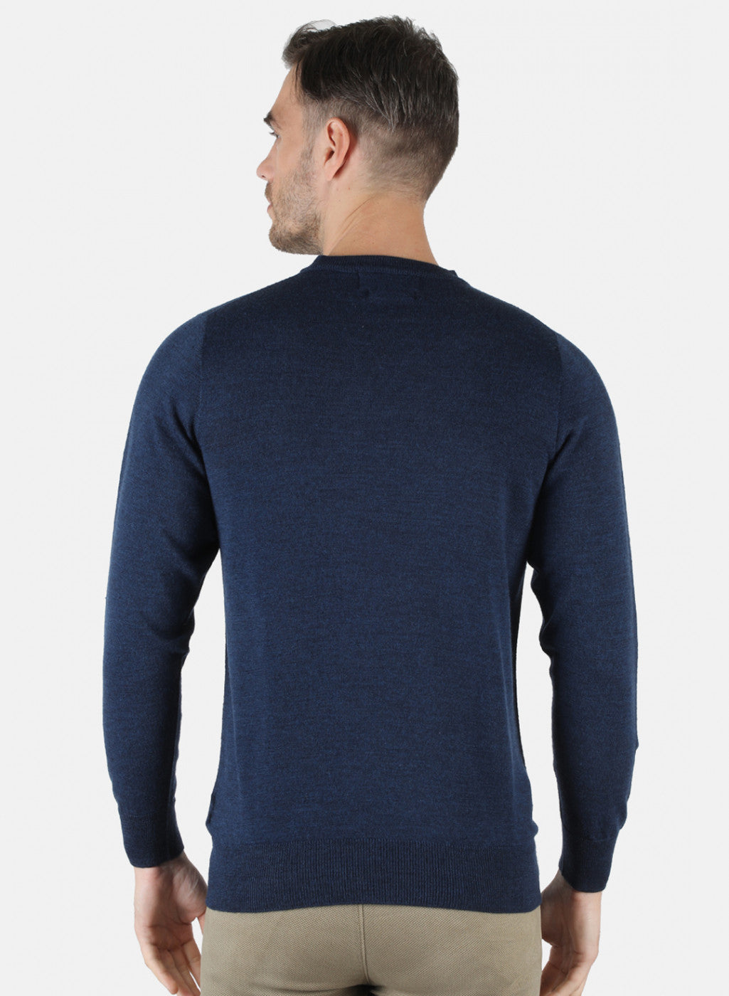 Men Blue Solid Pullover