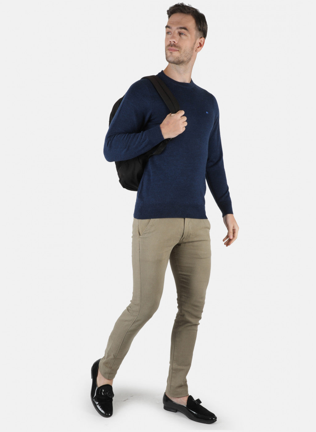 Men Blue Solid Pullover