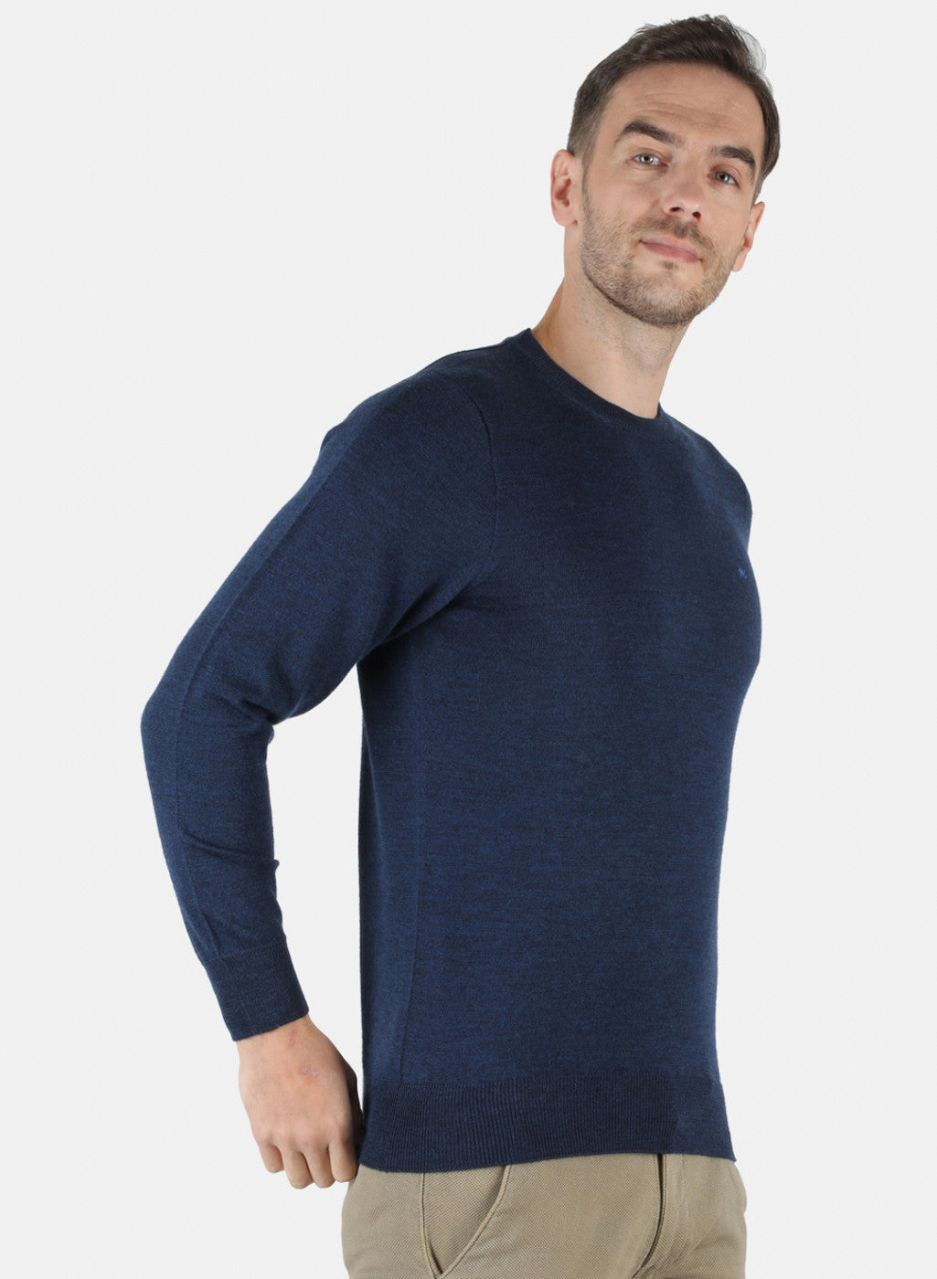 Men Blue Solid Pullover