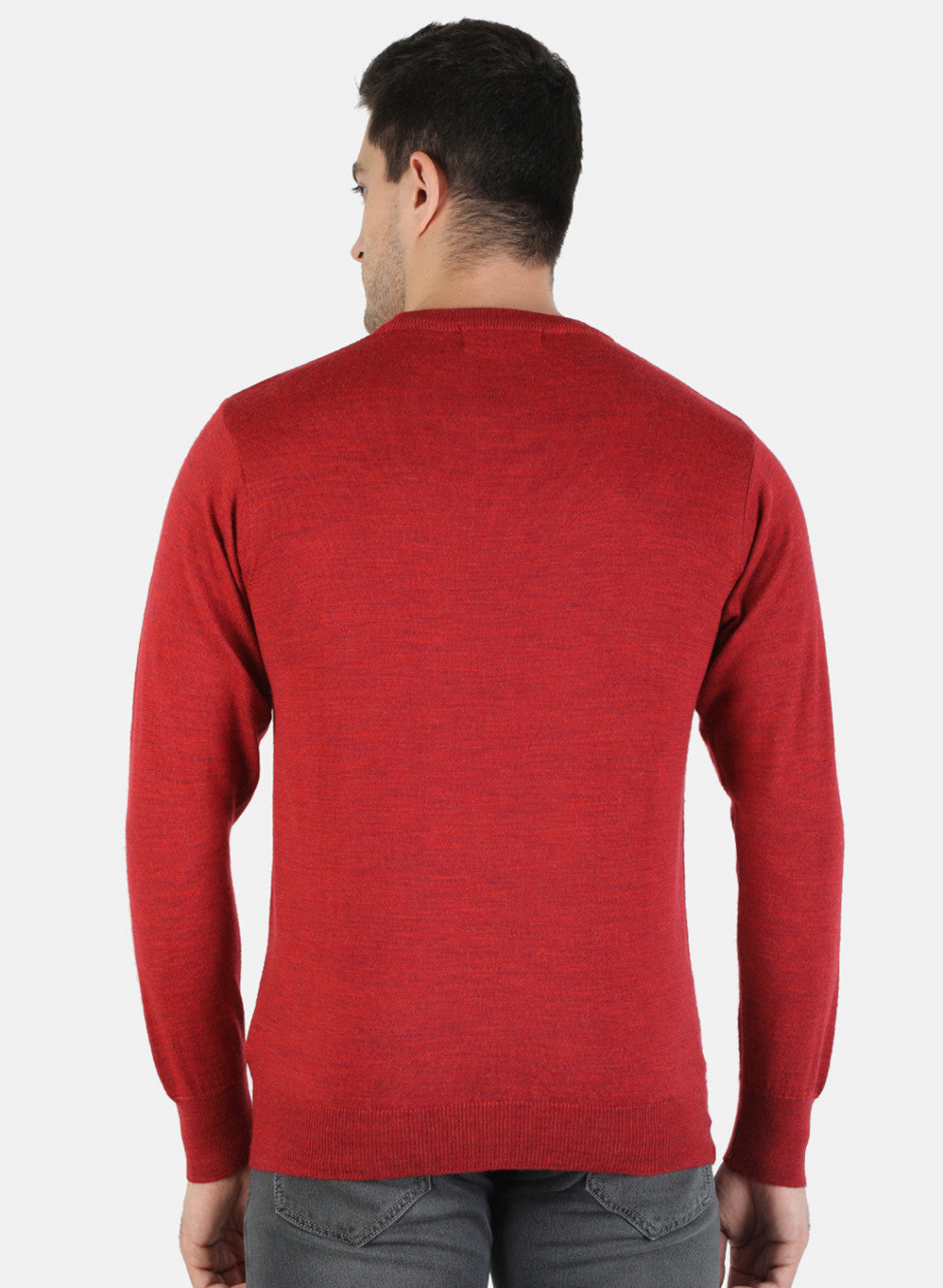 Men Red Solid Pullover