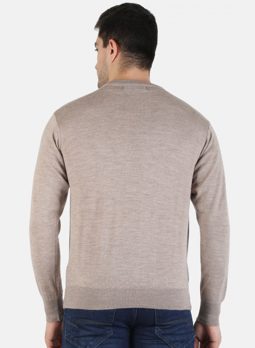 Men Beige Solid Pullover