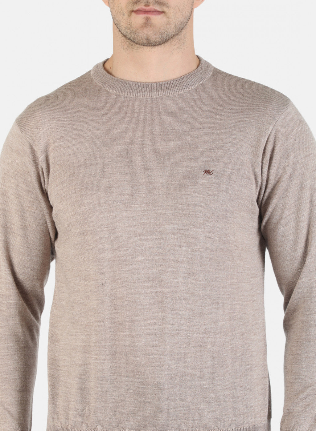 Men Beige Solid Pullover