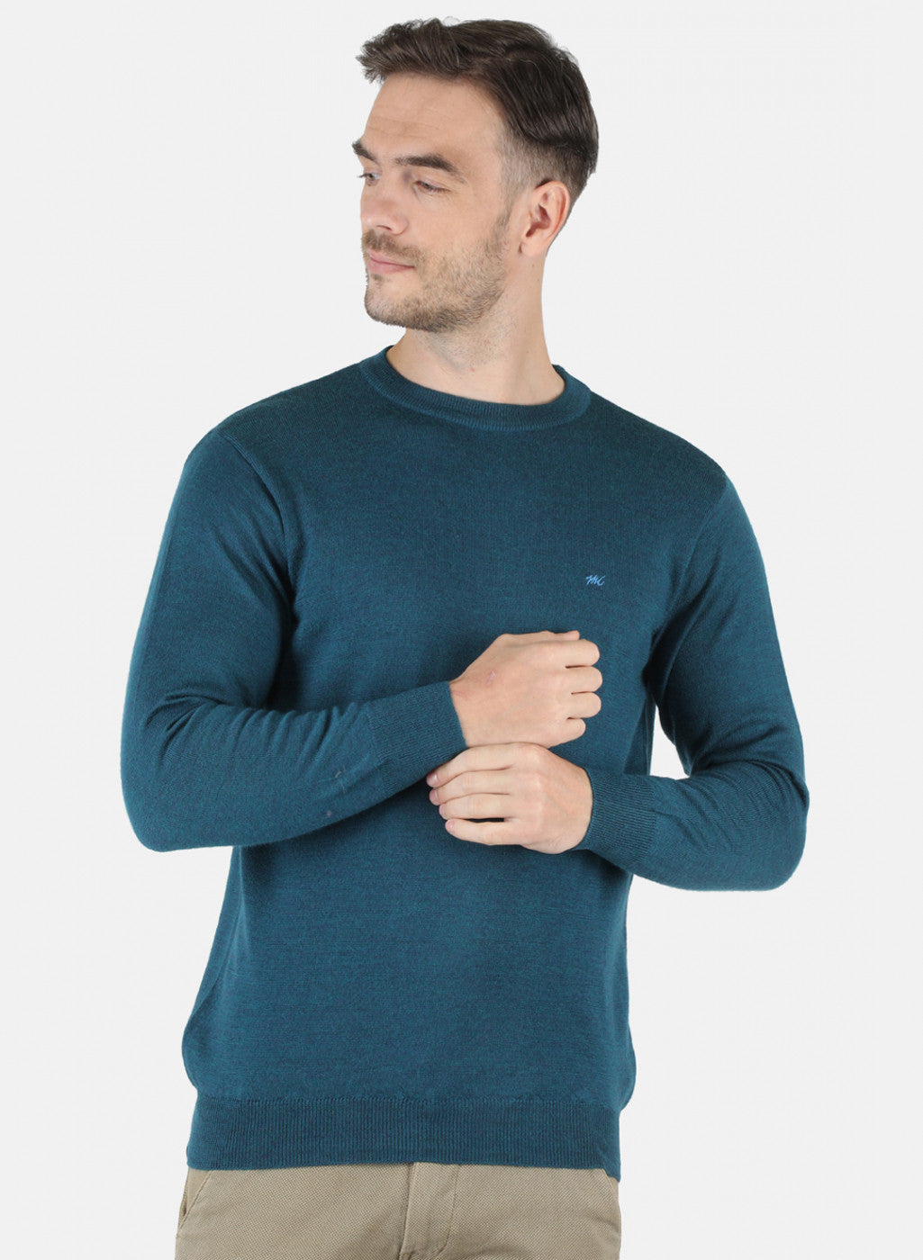 Men Blue Solid Pullover