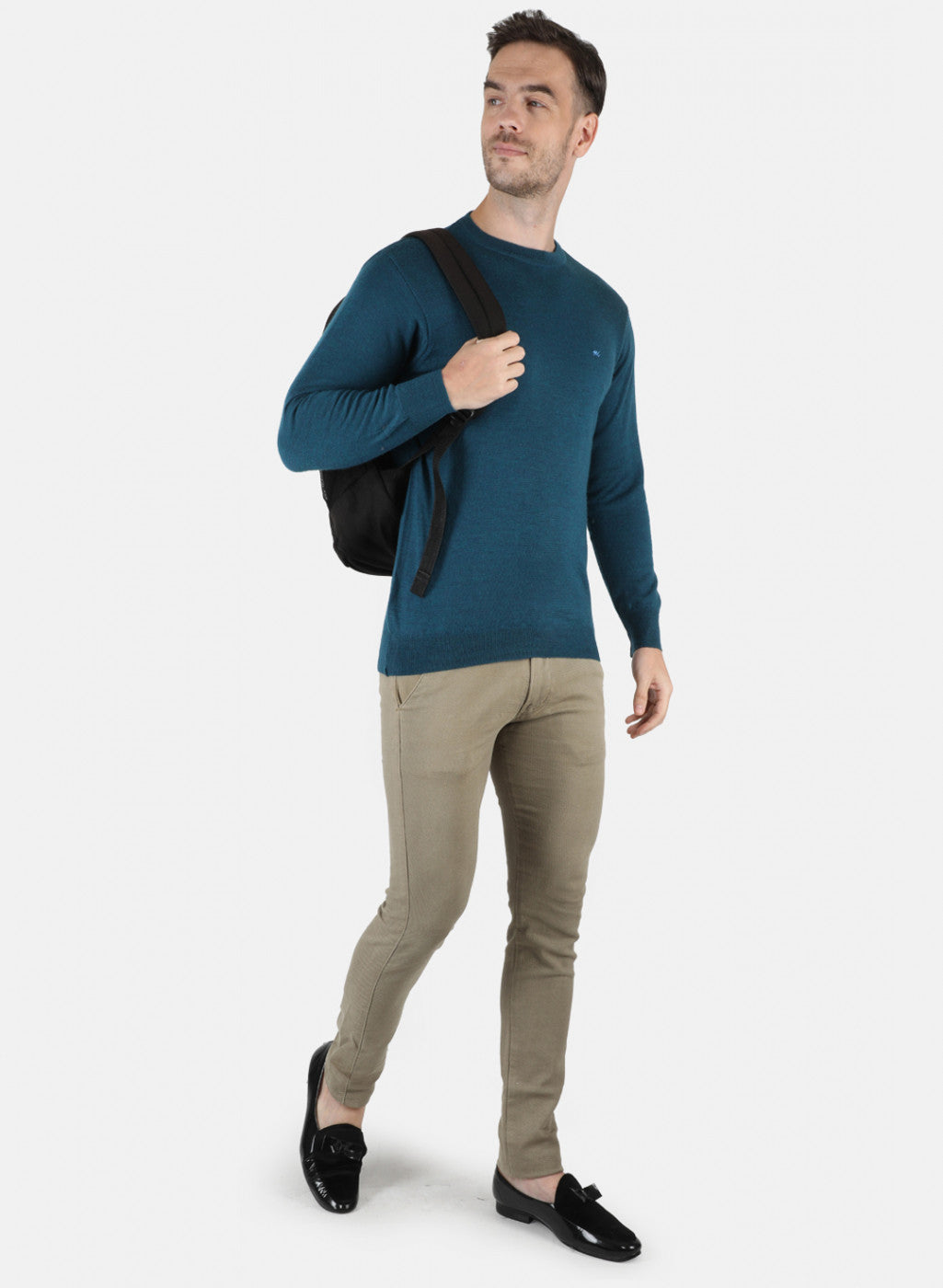 Men Blue Solid Pullover