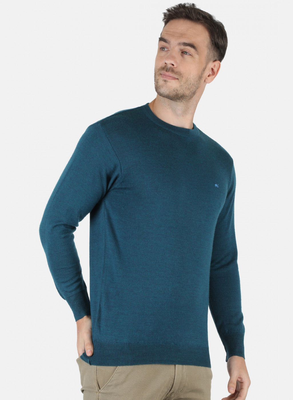 Men Blue Solid Pullover