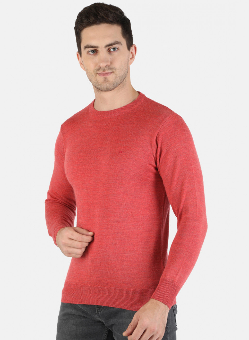 Men Red Solid Pullover