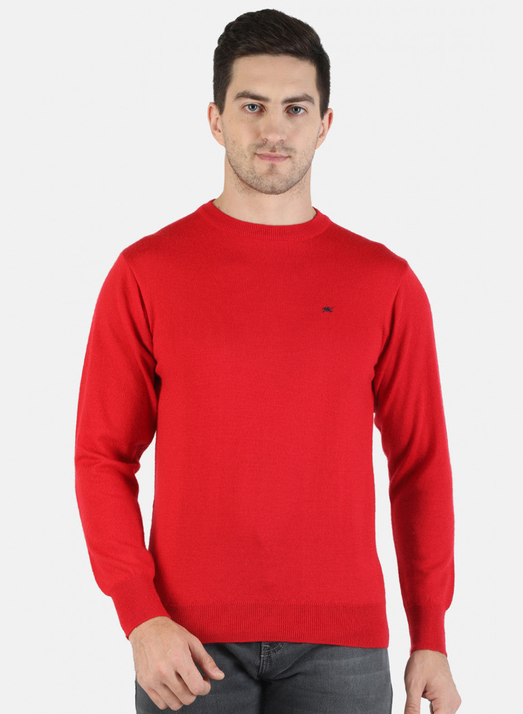 Men Red Solid Pullover