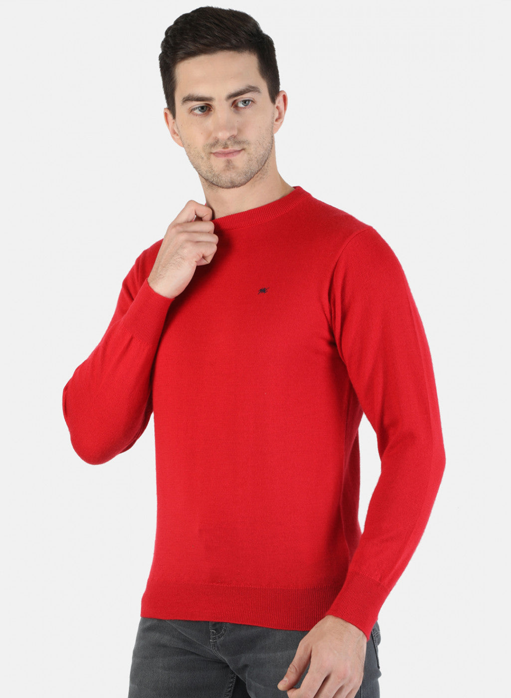 Men Red Solid Pullover