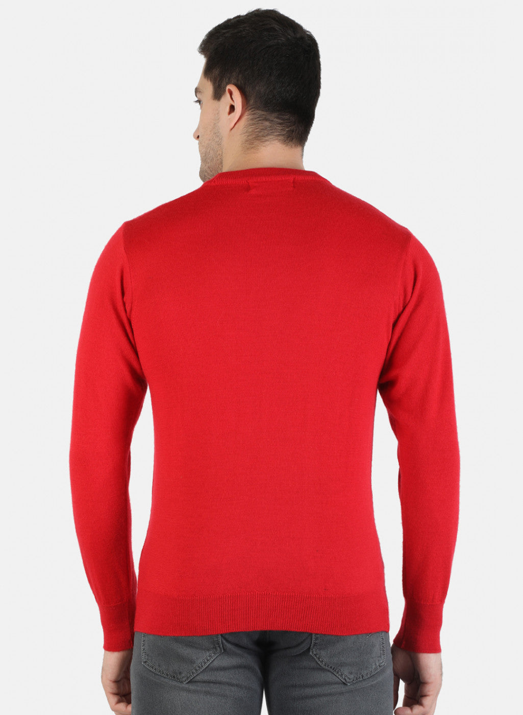 Men Red Solid Pullover