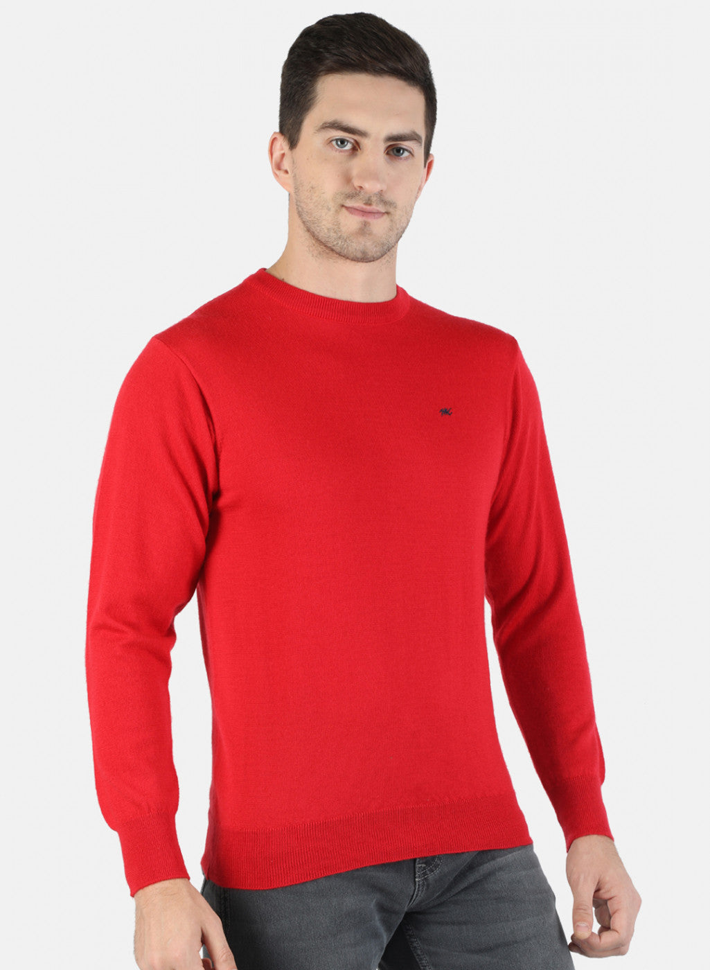 Men Red Solid Pullover