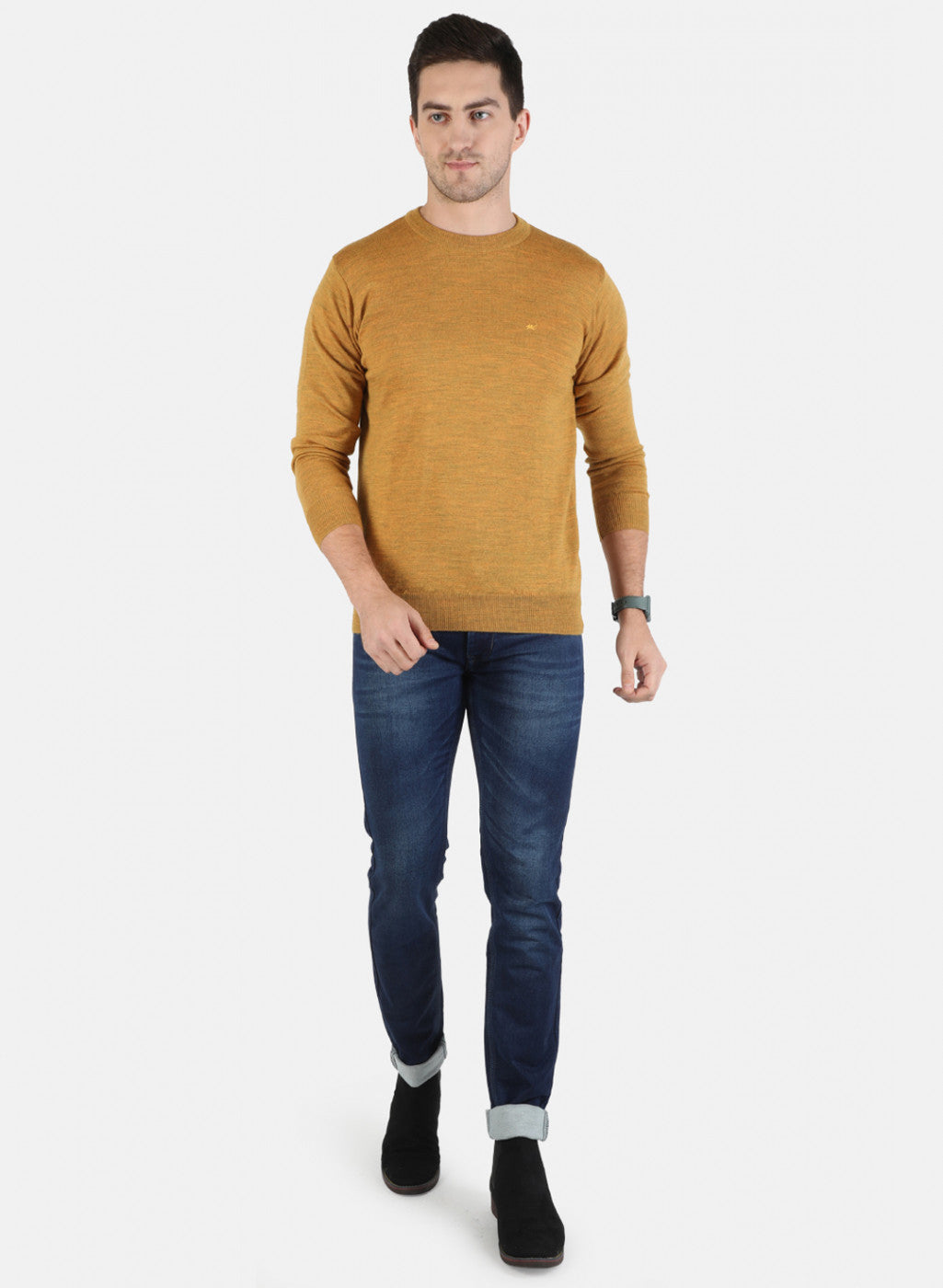 Men Yellow Solid Pullover