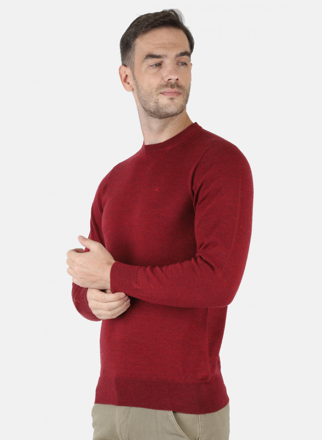 Men Maroon Solid Pullover