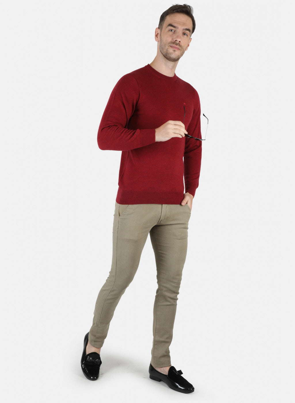 Men Maroon Solid Pullover