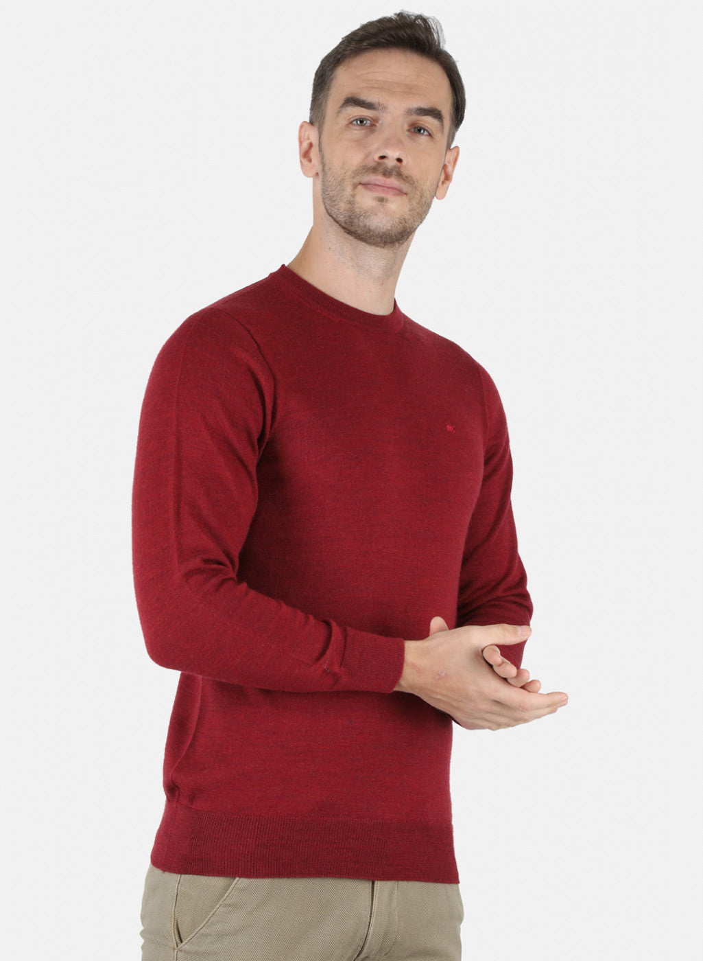 Men Maroon Solid Pullover