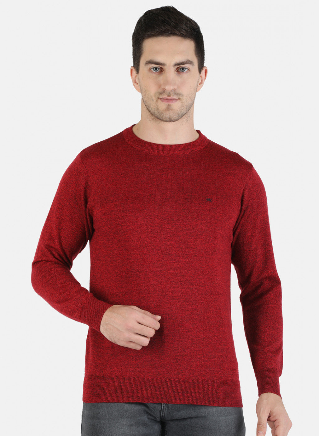 Men Red Solid Pullover