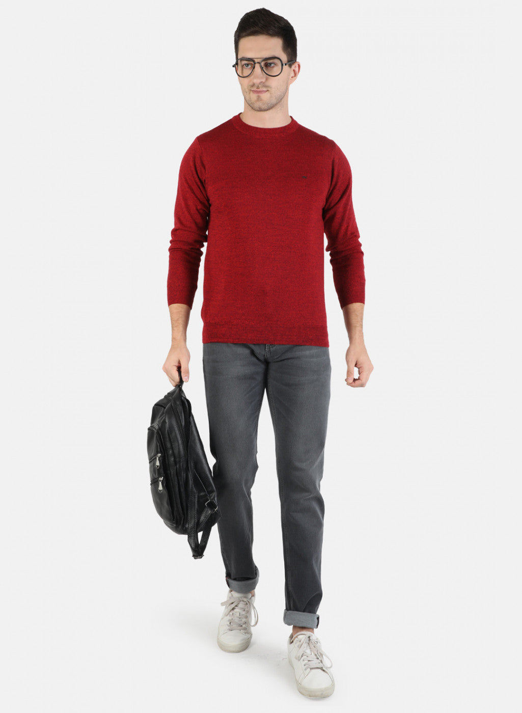 Men Red Solid Pullover