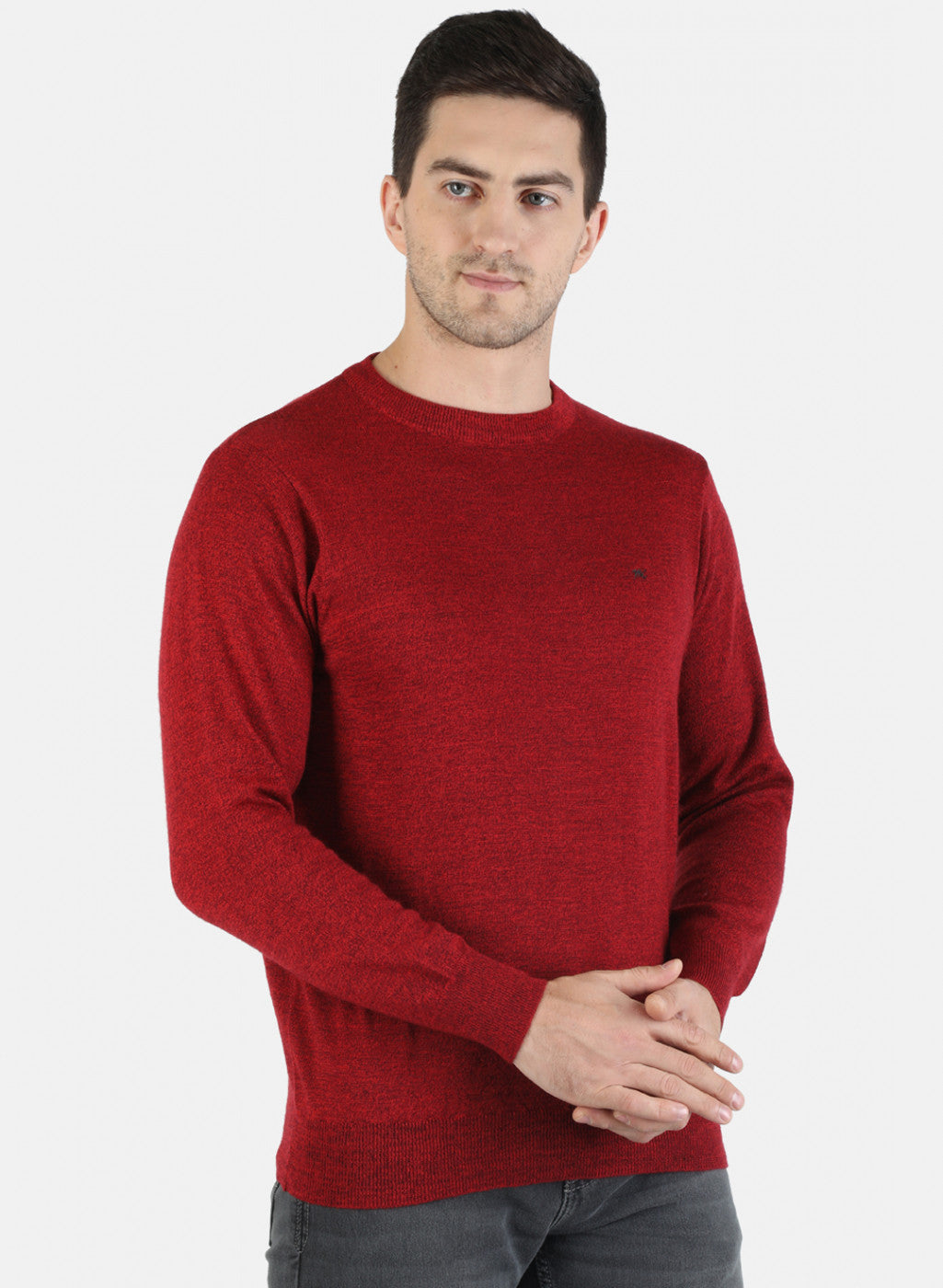 Men Red Solid Pullover