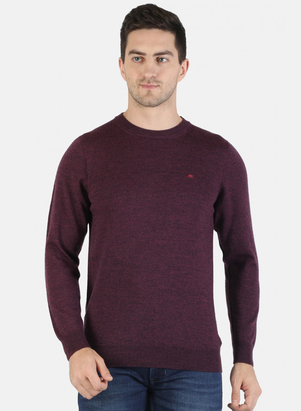 Men Maroon Solid Pullover