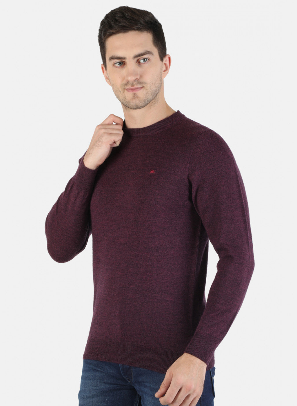 Men Maroon Solid Pullover