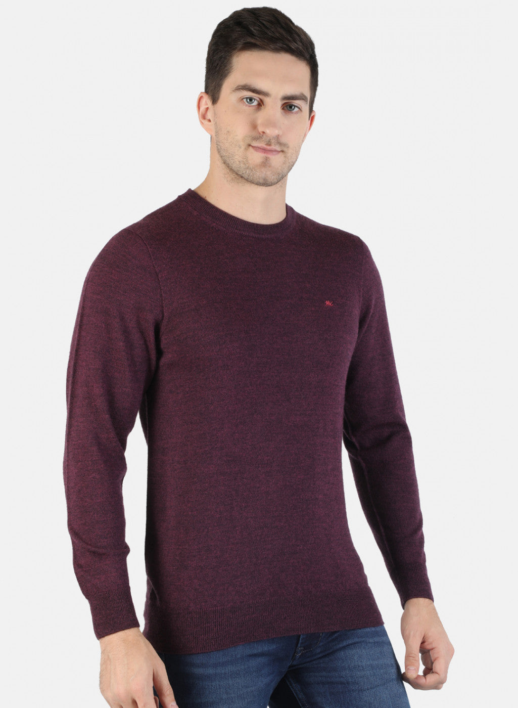 Men Maroon Solid Pullover