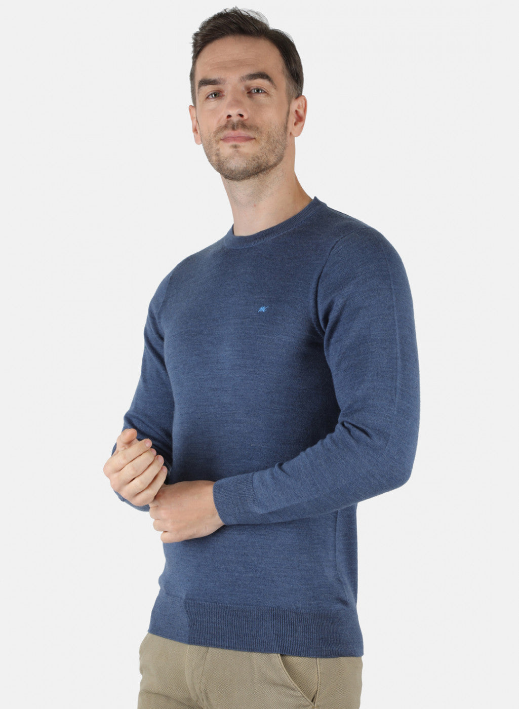 Men Blue Solid Pullover