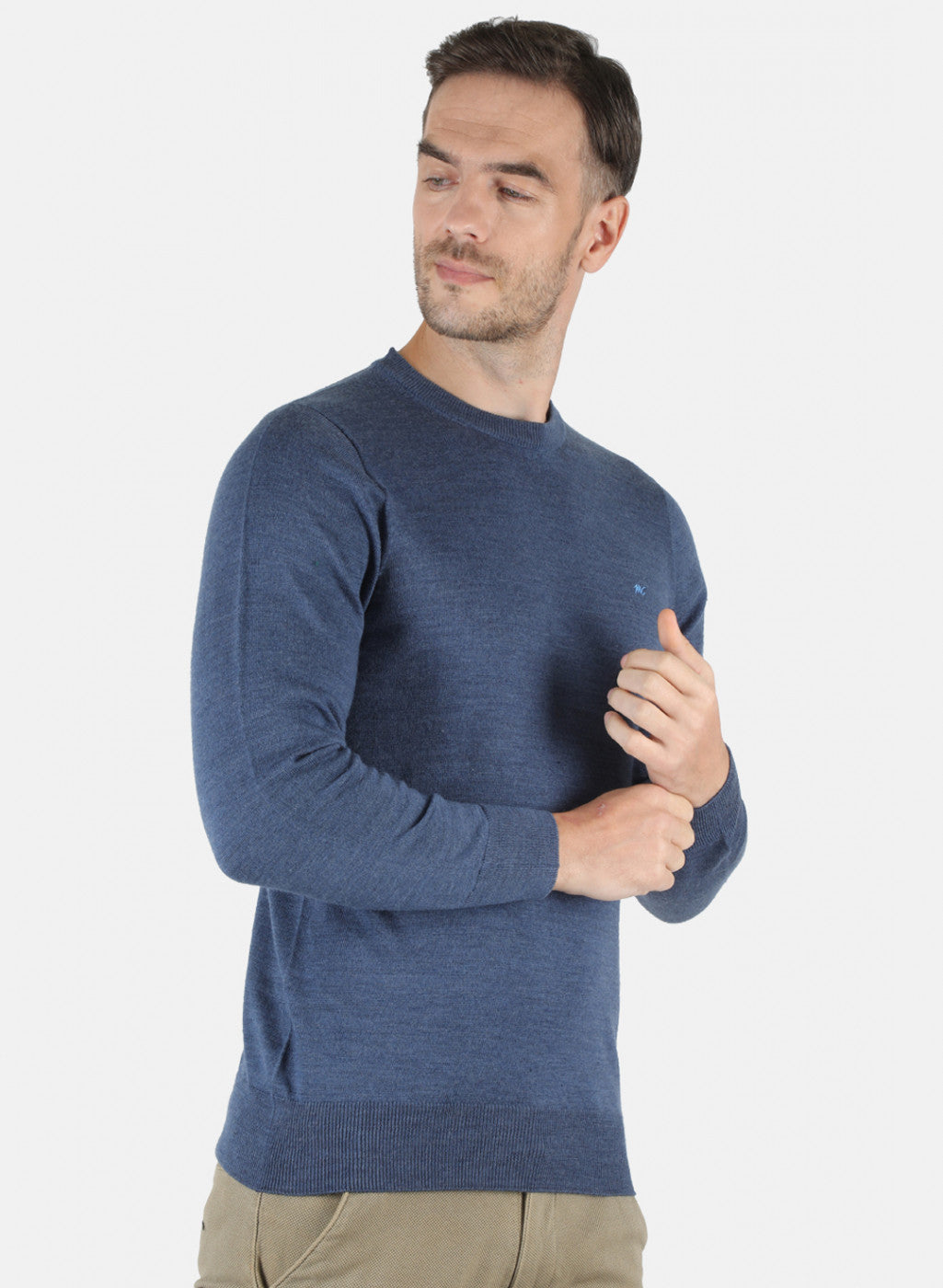 Men Blue Solid Pullover