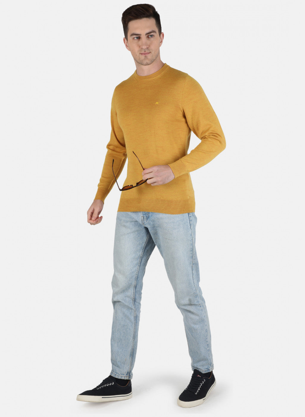 Men Yellow Solid Pullover