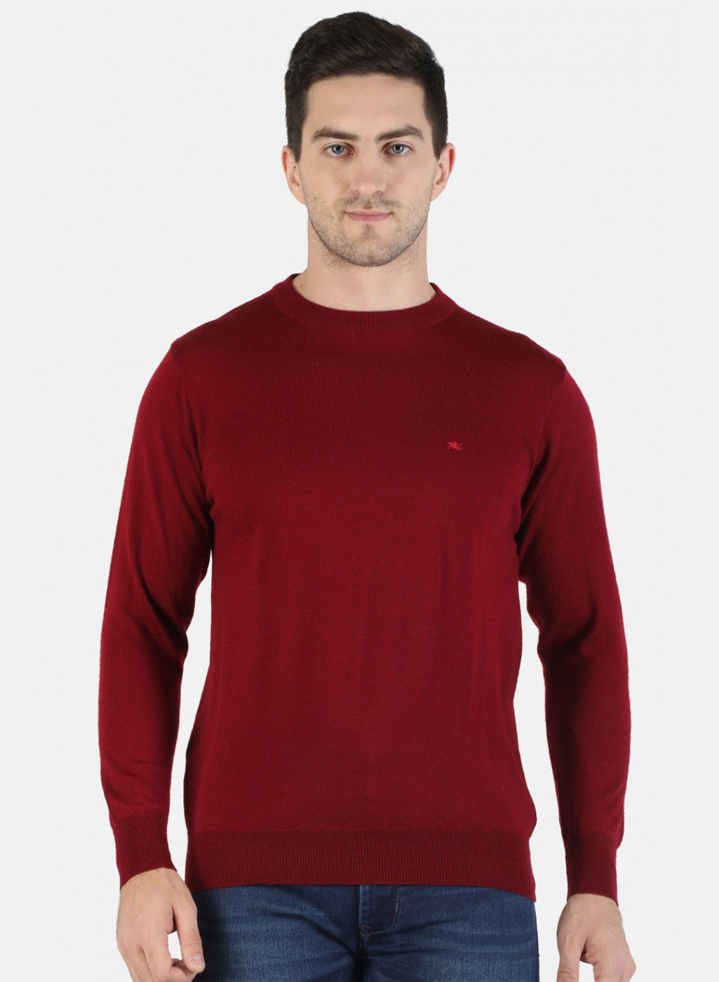 Men Maroon Solid Pullover