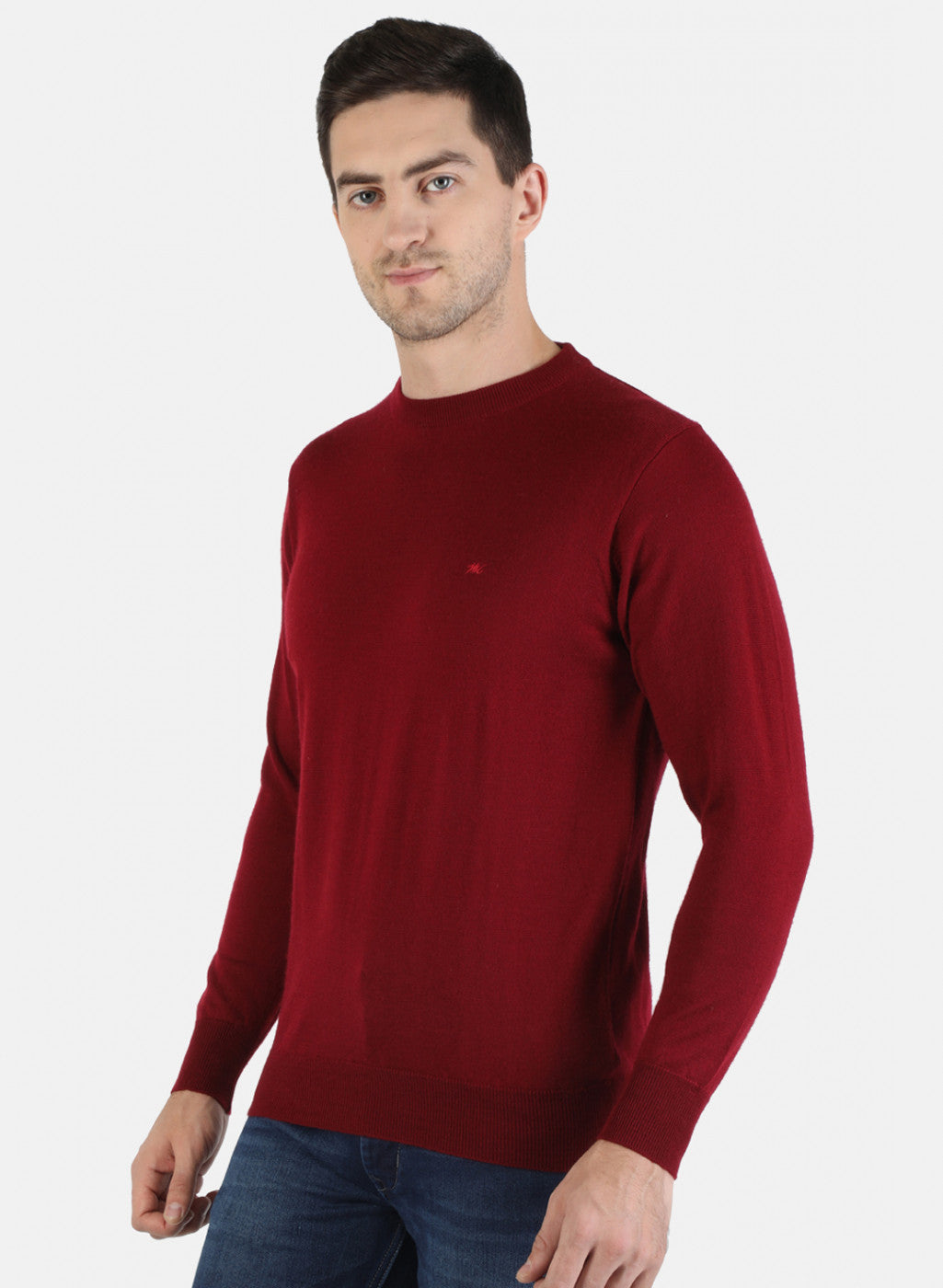 Men Maroon Solid Pullover