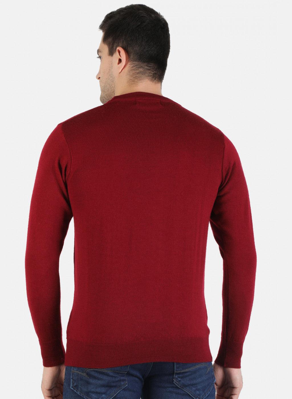 Men Maroon Solid Pullover