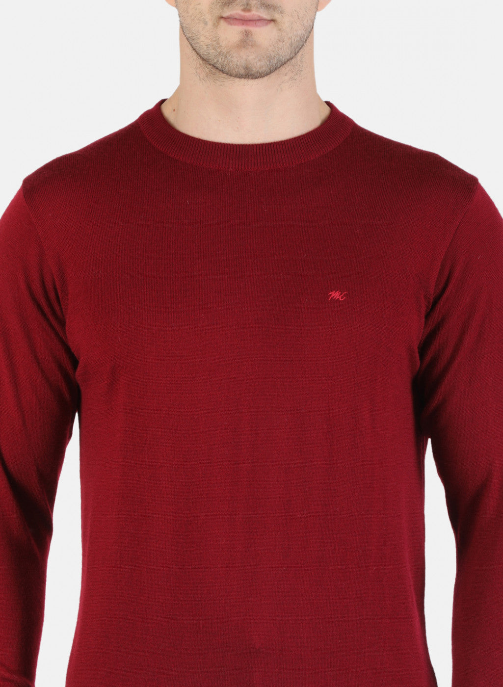 Men Maroon Solid Pullover