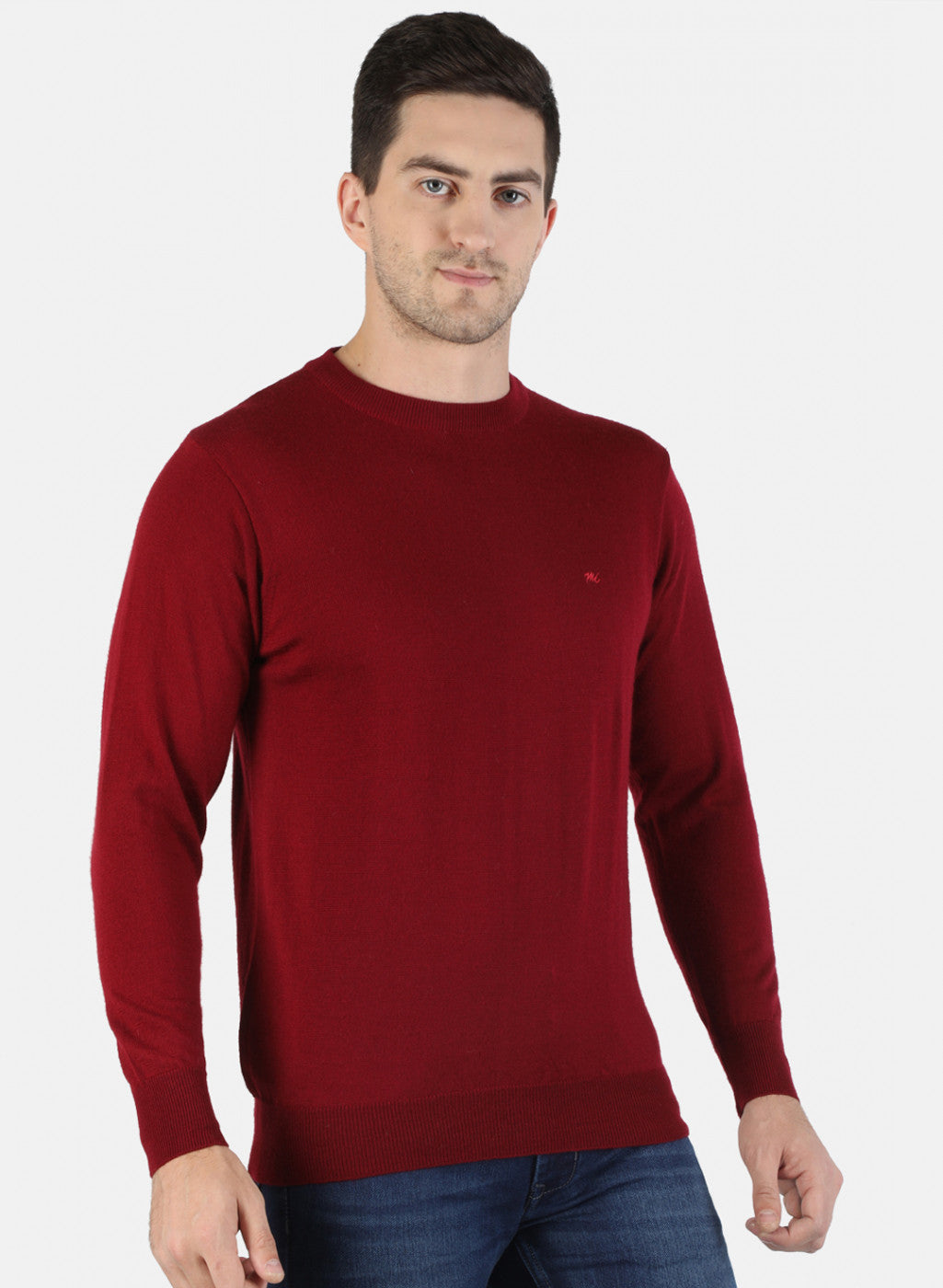 Men Maroon Solid Pullover