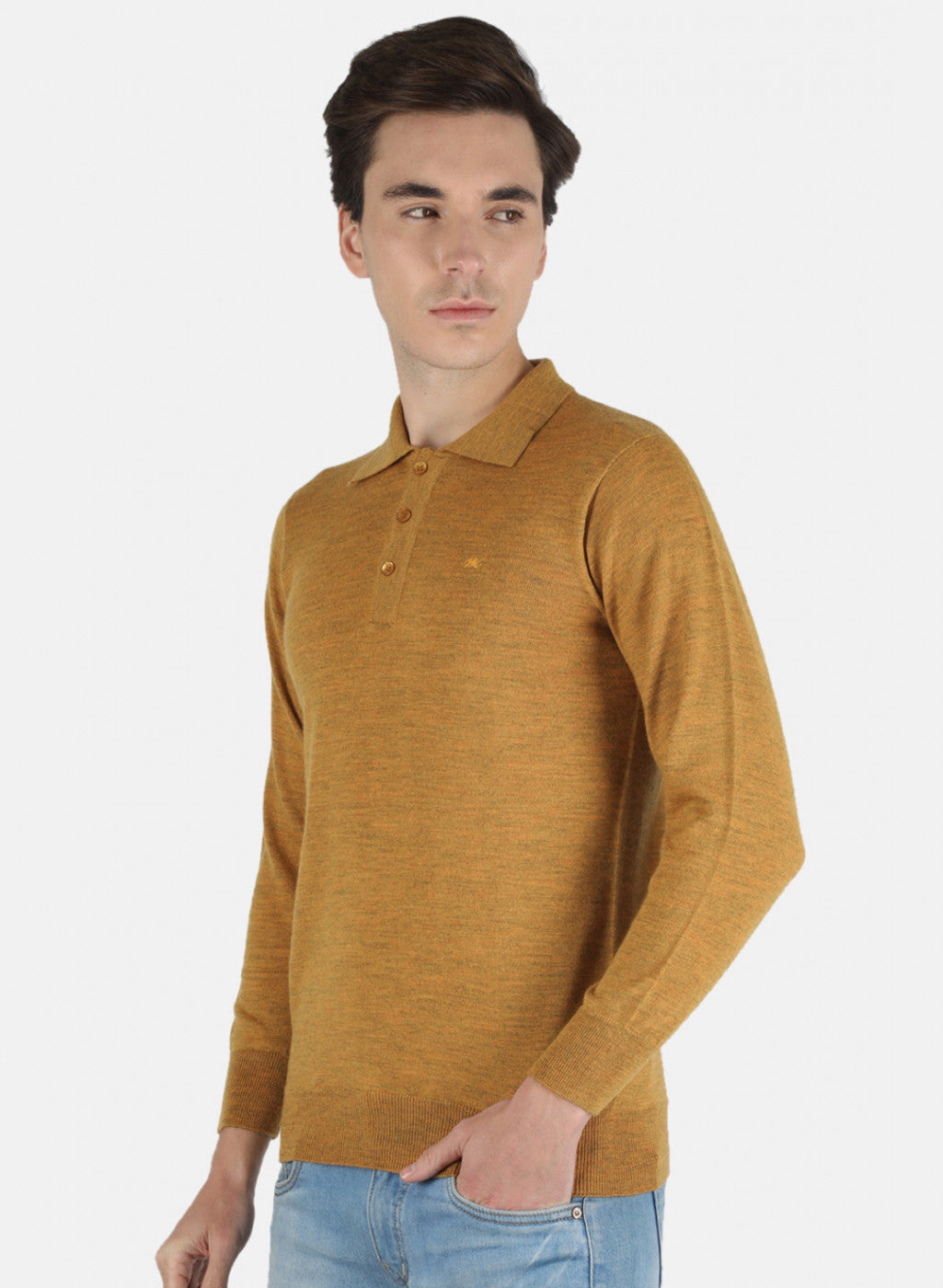 Men Yellow Solid T-Shirt