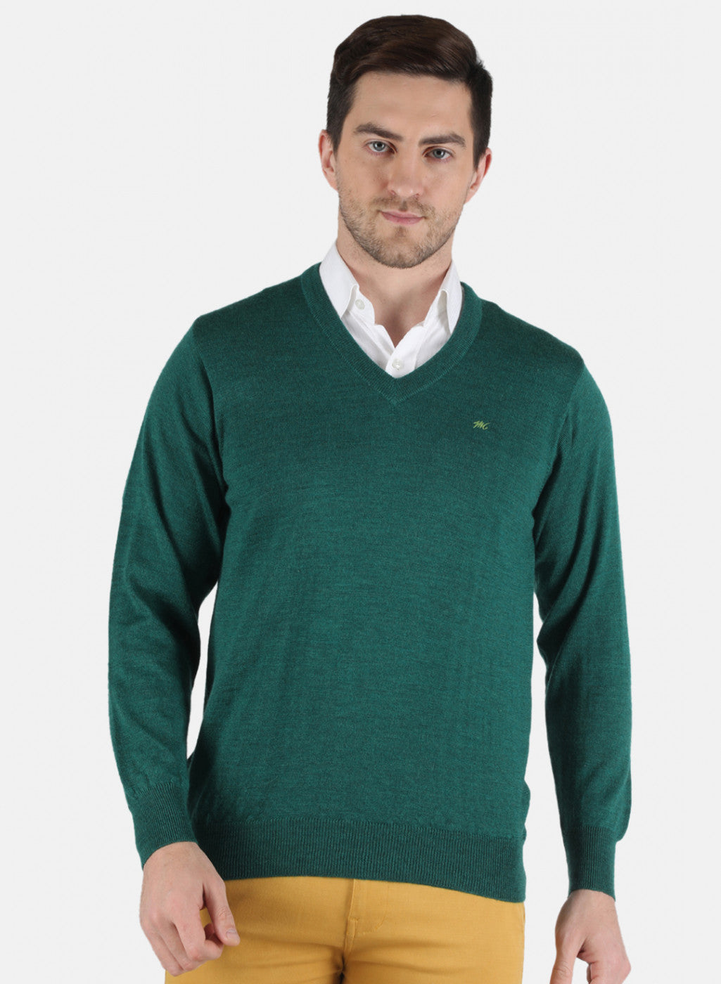 Men Green Solid Pullover