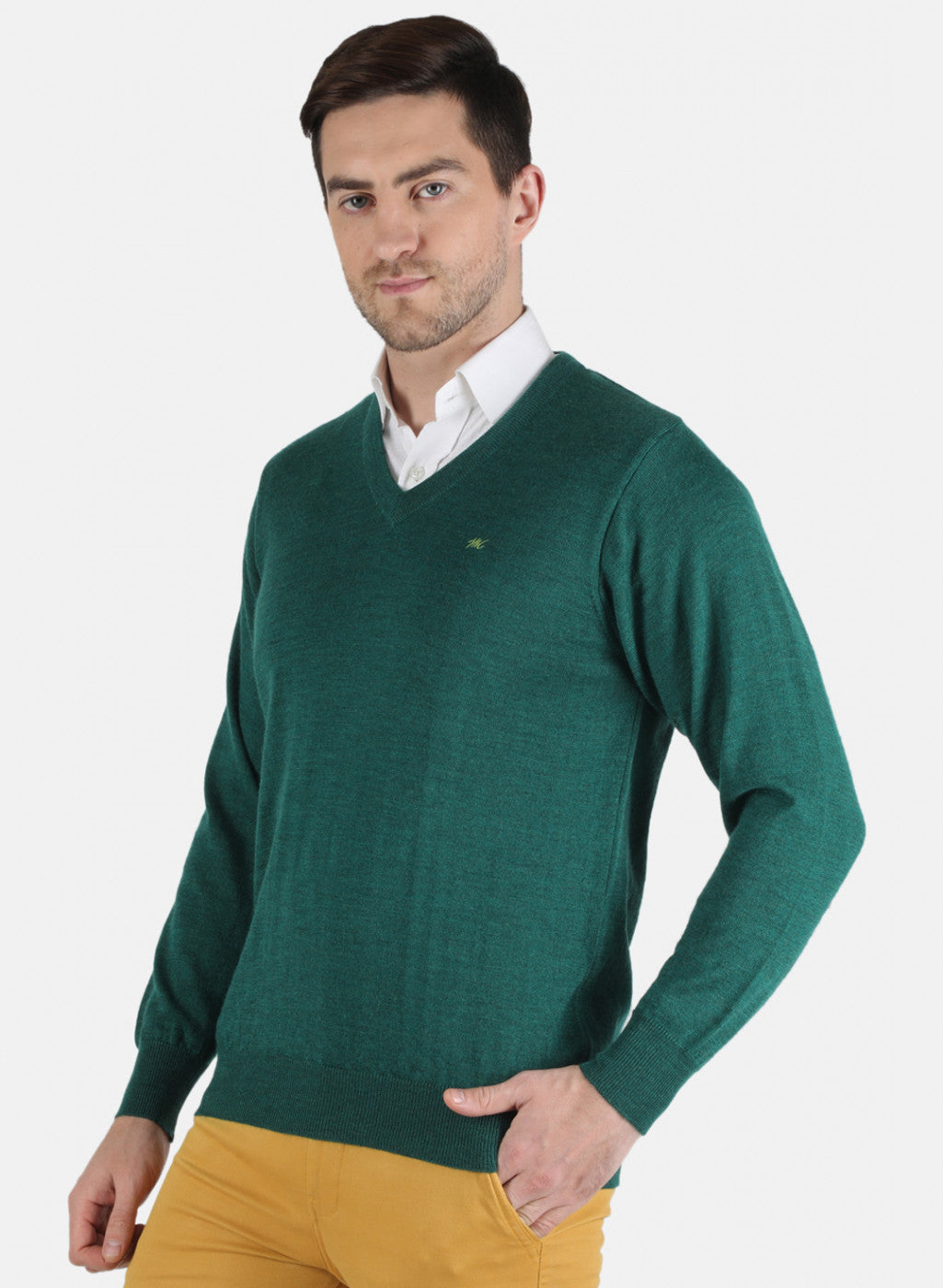 Men Green Solid Pullover