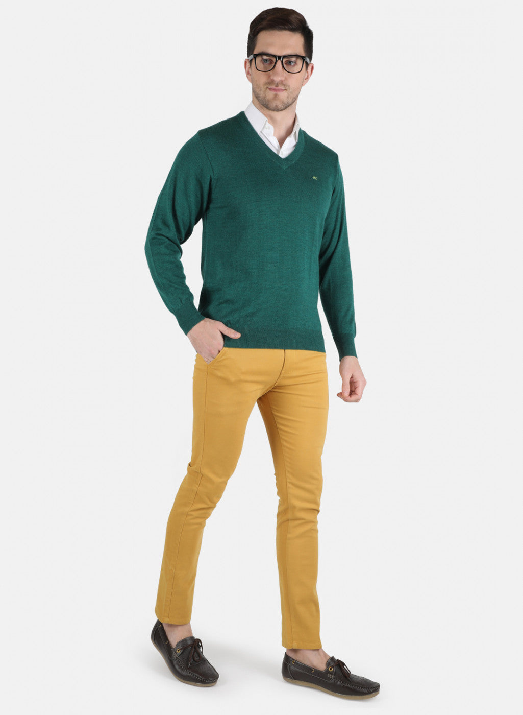 Men Green Solid Pullover