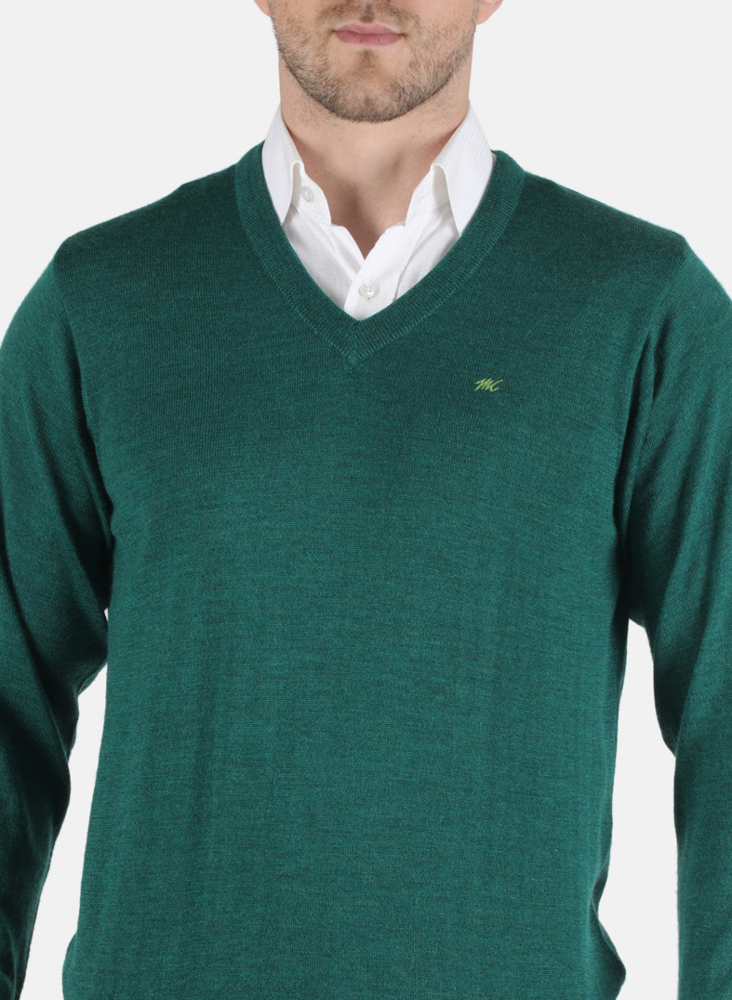 Men Green Solid Pullover