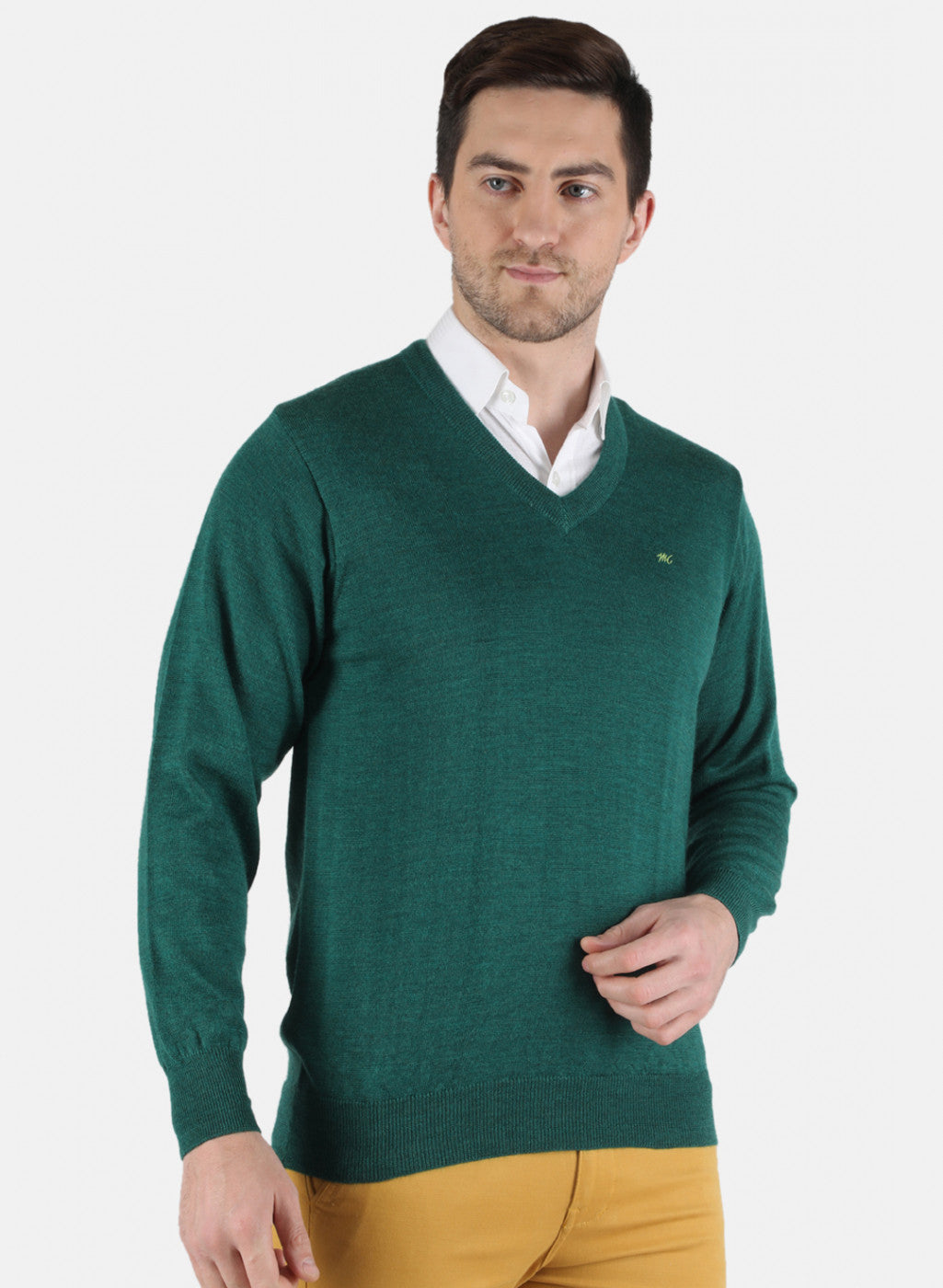 Men Green Solid Pullover