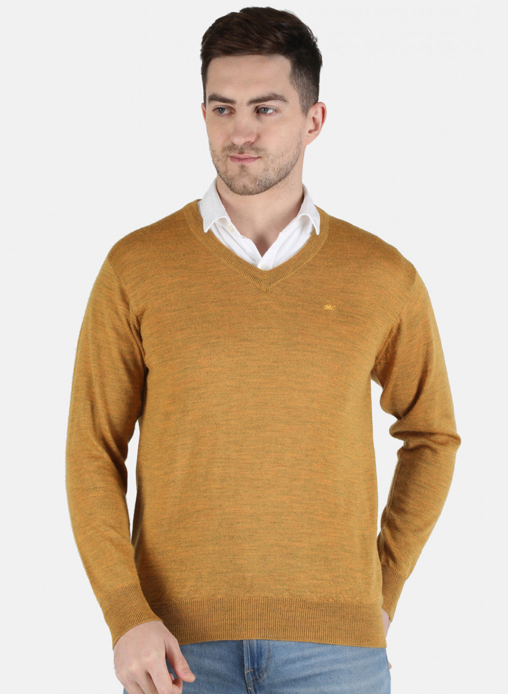 Men Yellow Solid Pullover