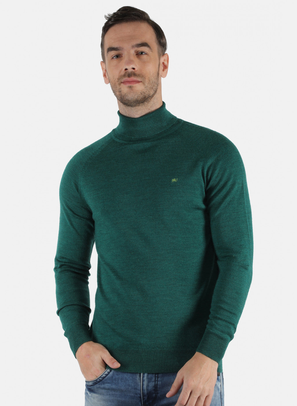 Men Green Solid Pullover