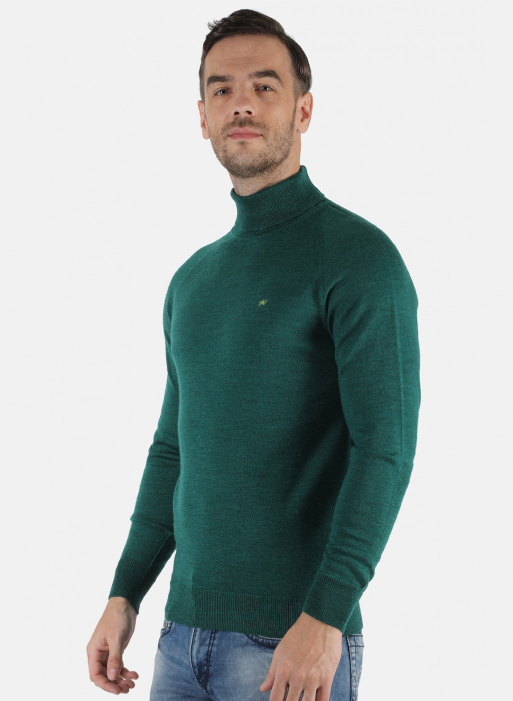 Men Green Solid Pullover