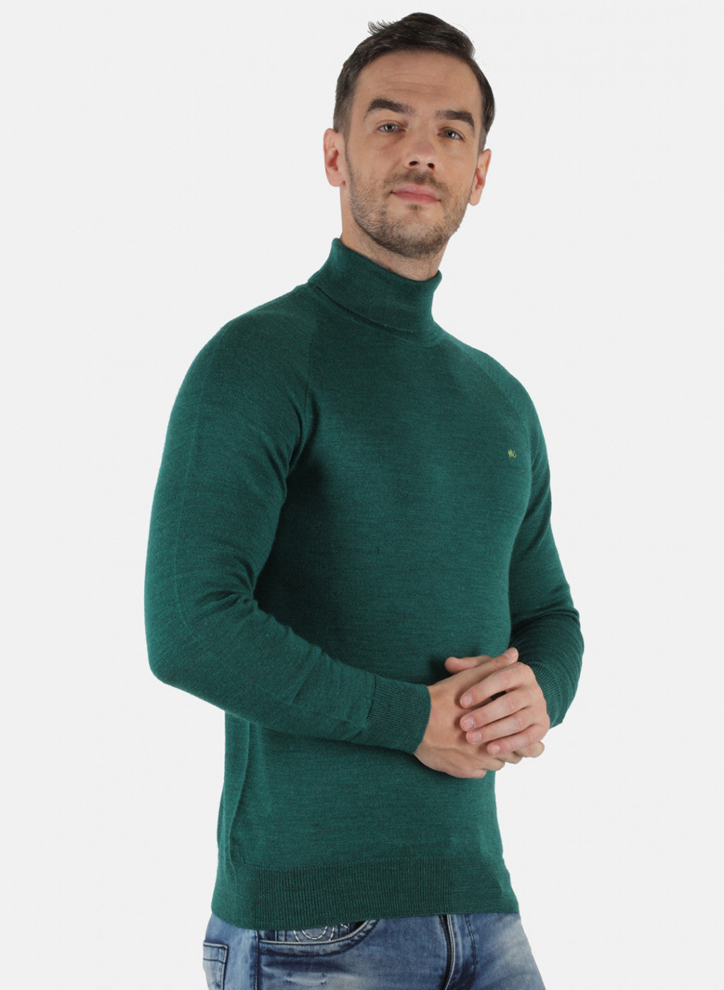 Men Green Solid Pullover