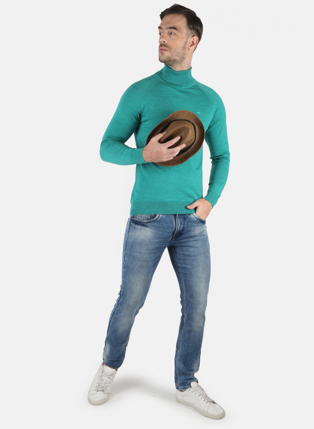 Men Blue Solid Pullover