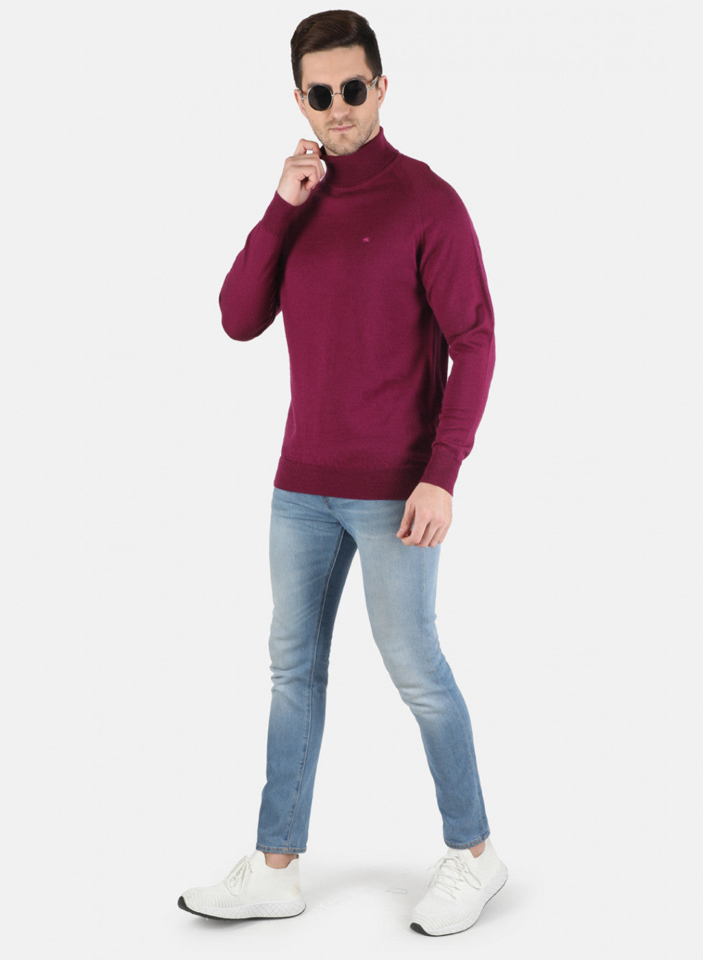 Men Purple Solid Pullover