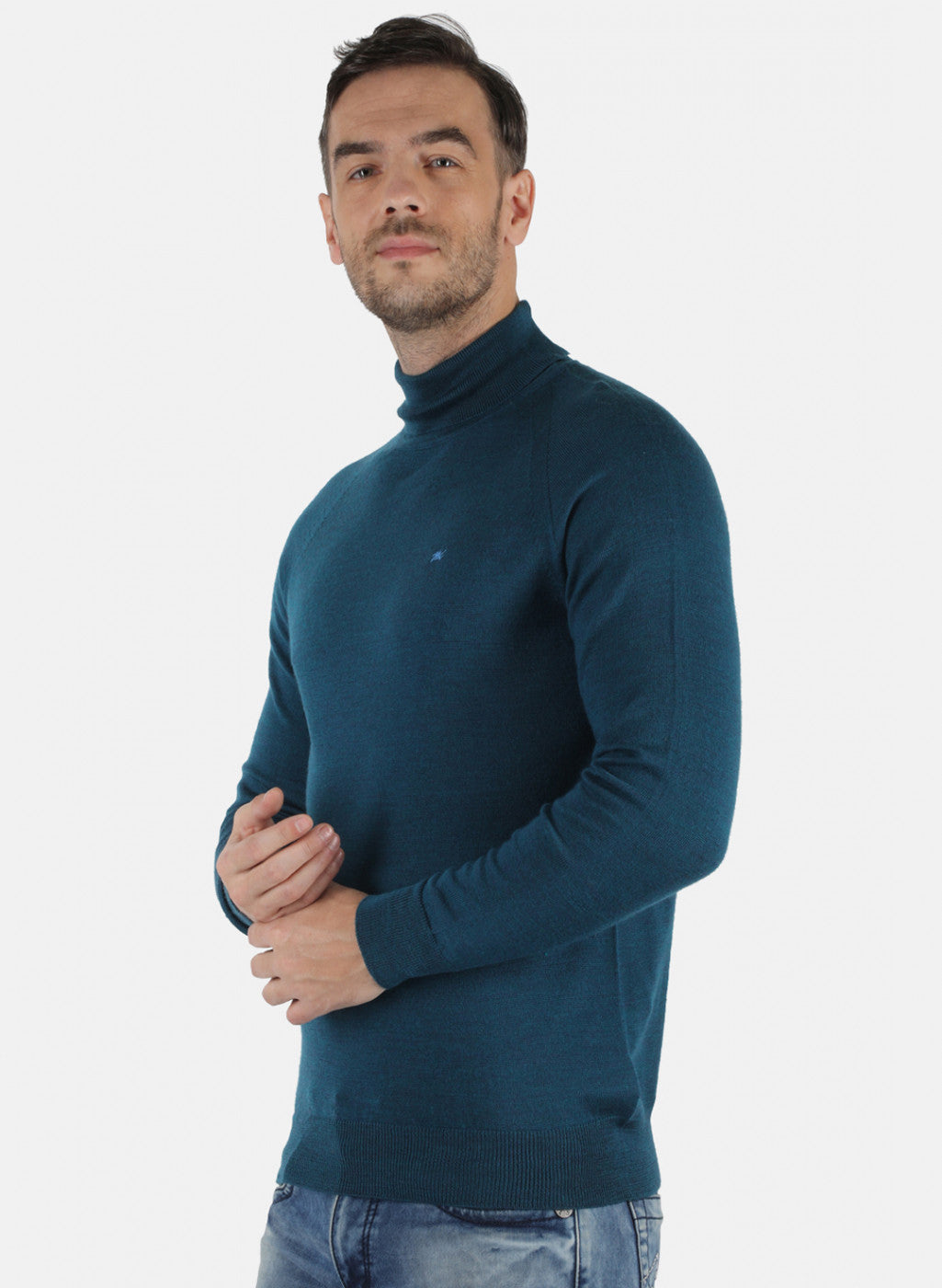 Men Blue Solid Pullover