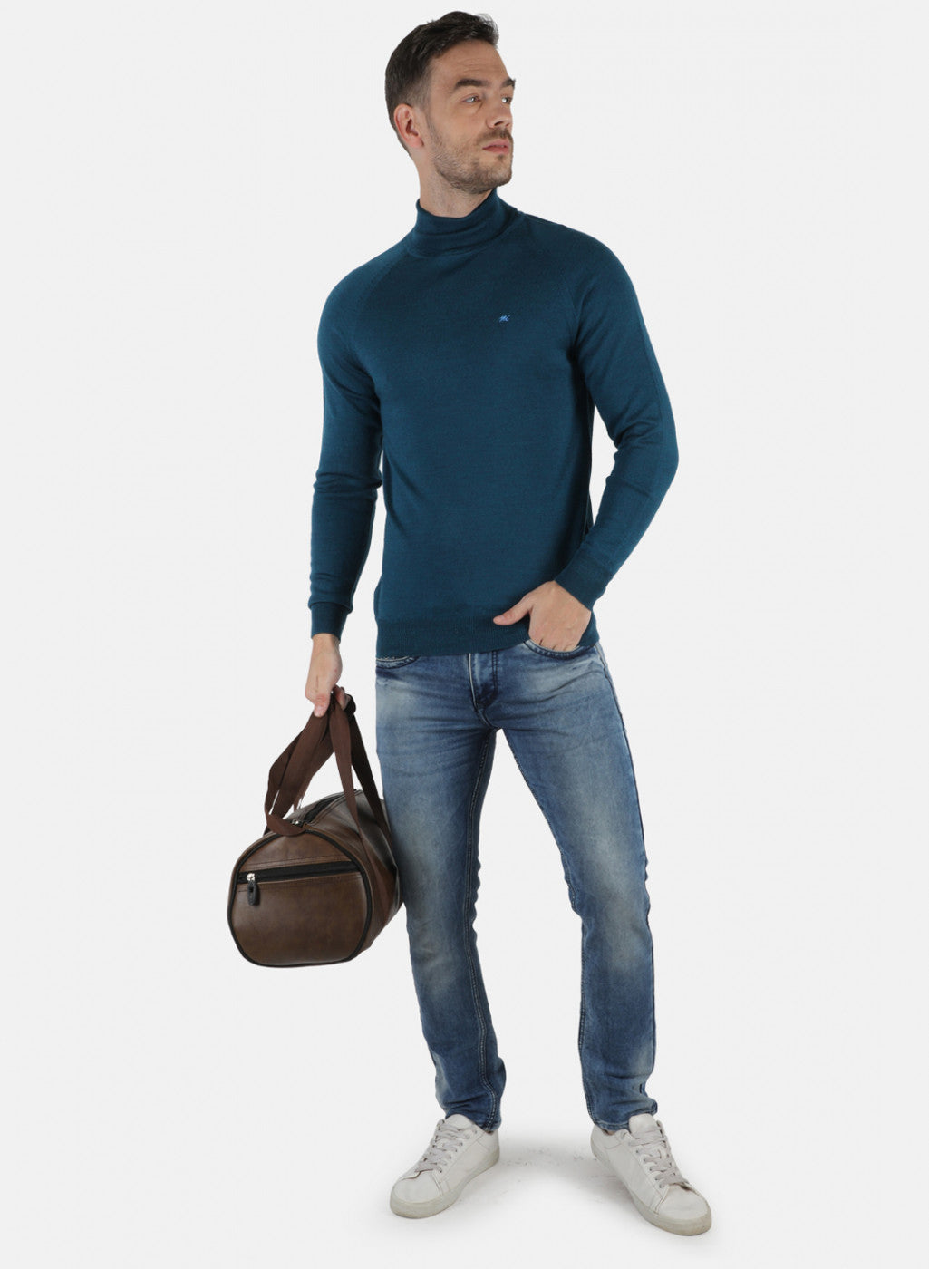 Men Blue Solid Pullover