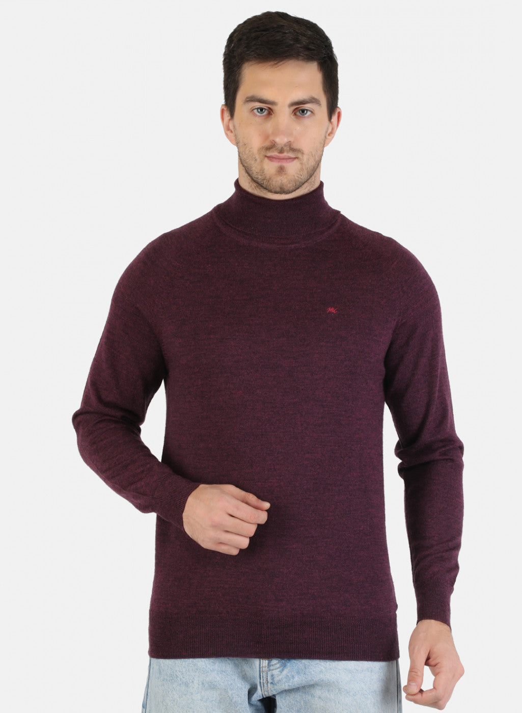 Men Purple Solid Pullover