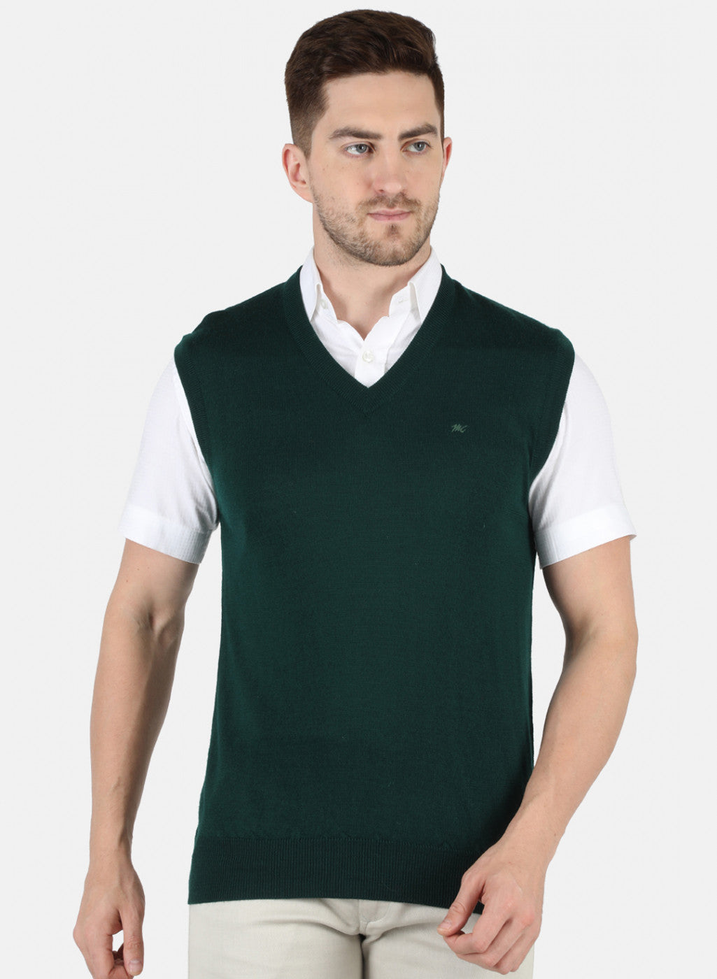 Men Green Solid Sweater