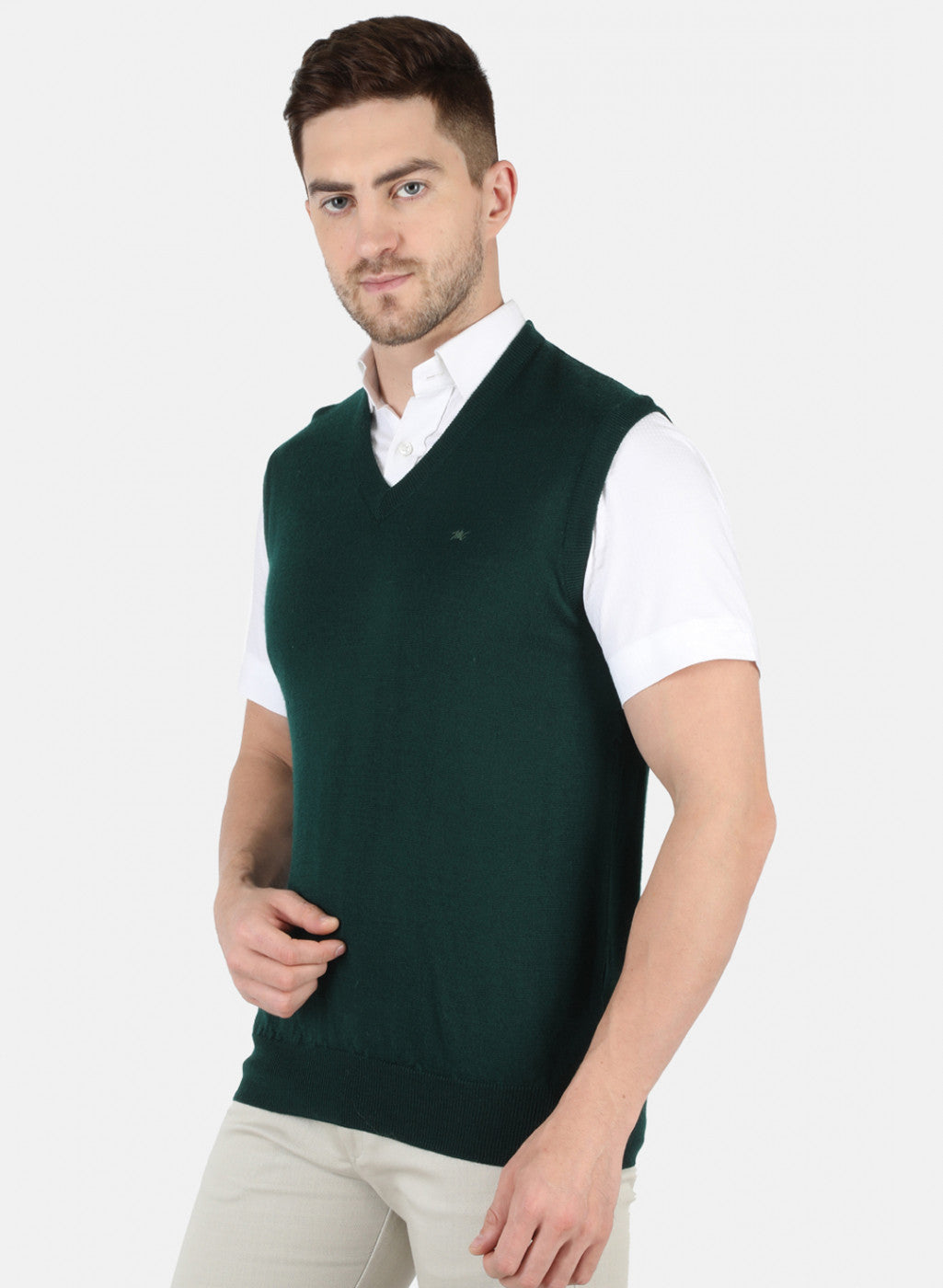 Men Green Solid Sweater