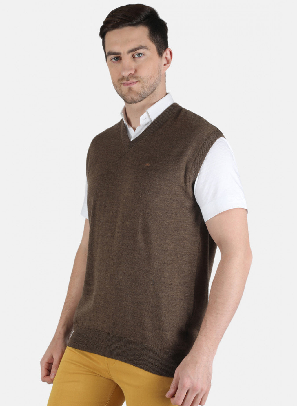 Men Brown Solid Sweater